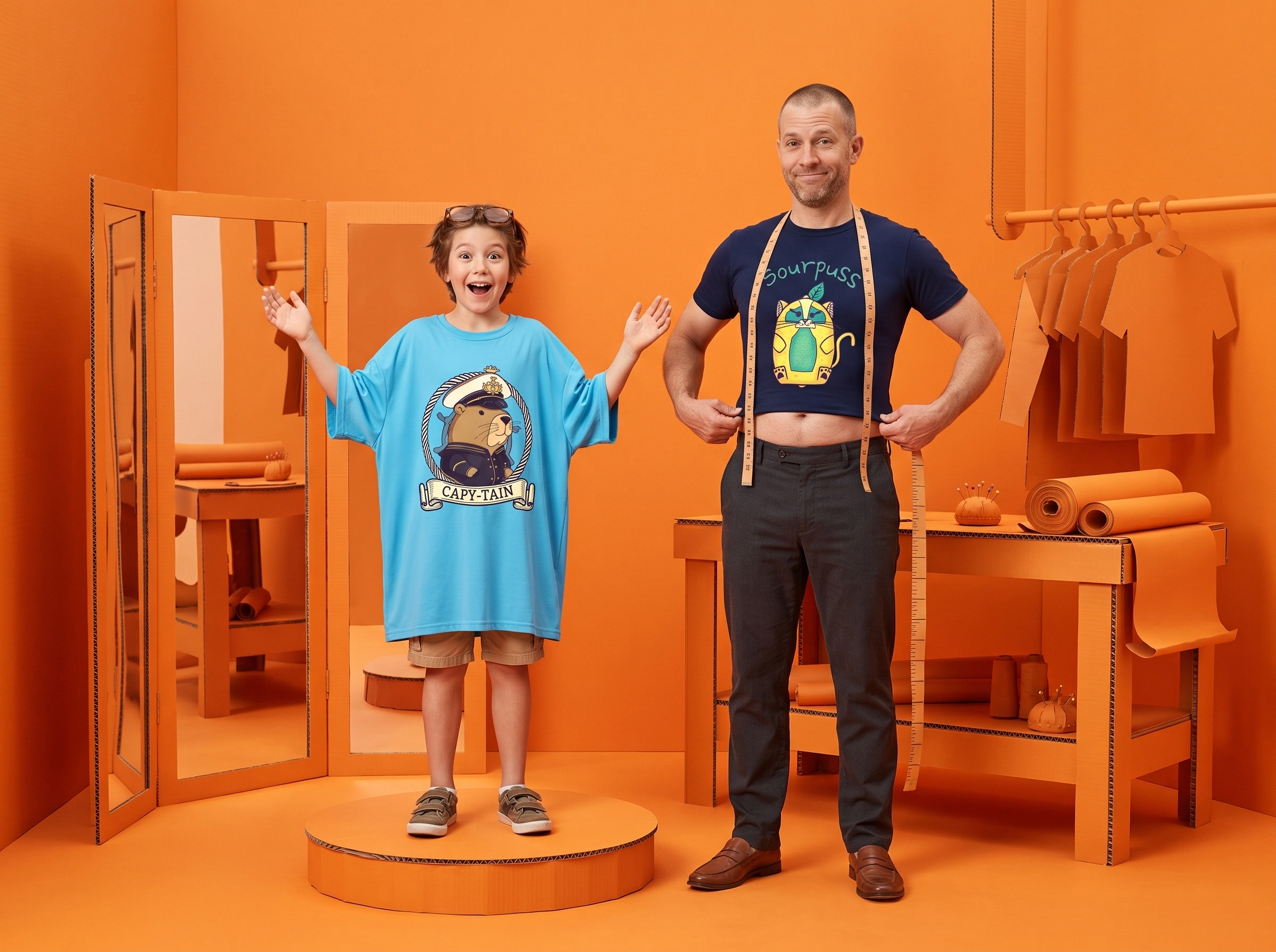 Método GMTP - Padre e hijo midiendo playeras
