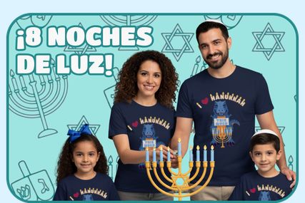 ¡8 noches de luz! – Playeras familiares de Janucá
